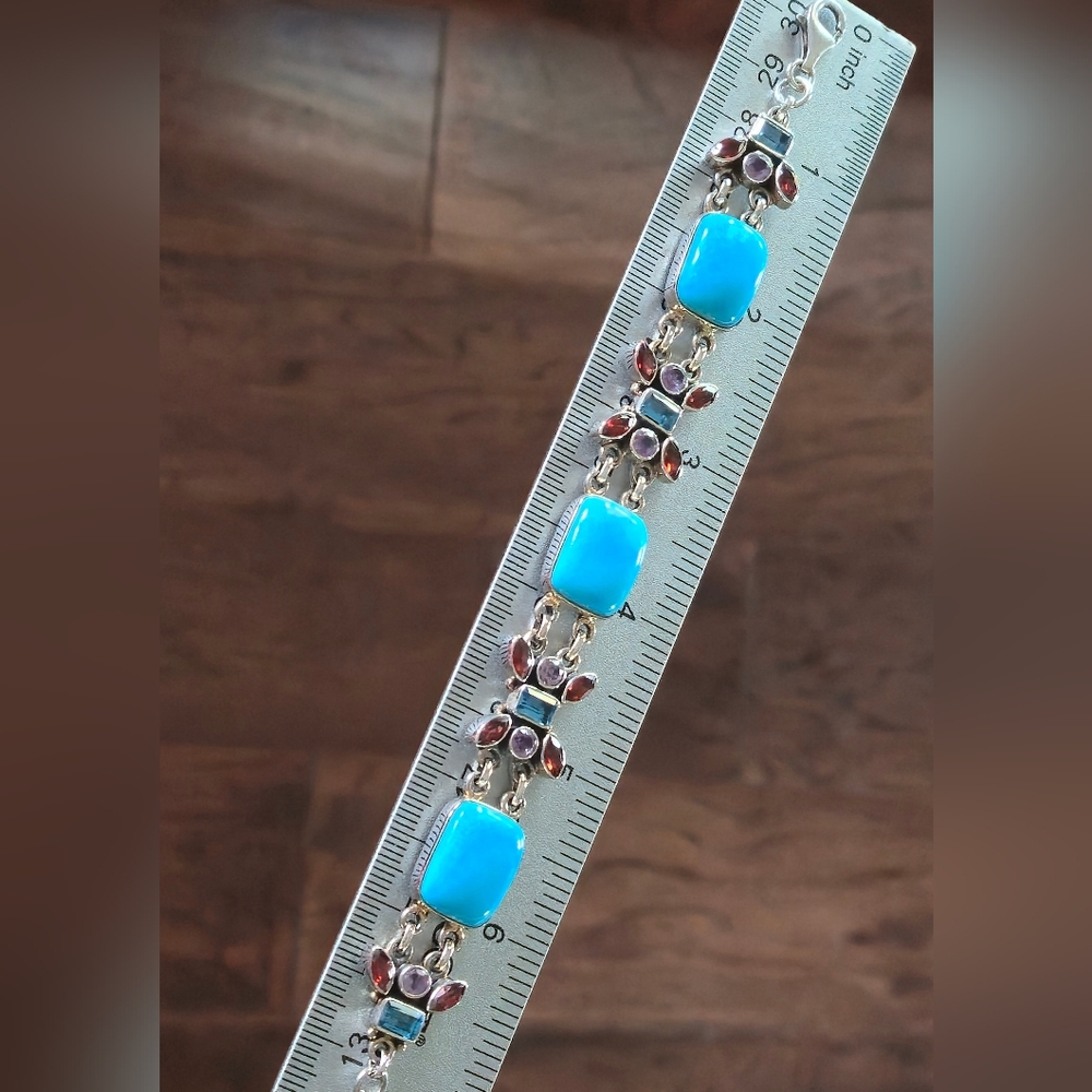 Nicky Butler Turquoise Garnet 925 Sterling Silver Designer Bracelet Amethyst NB - Picture 4 of 16
